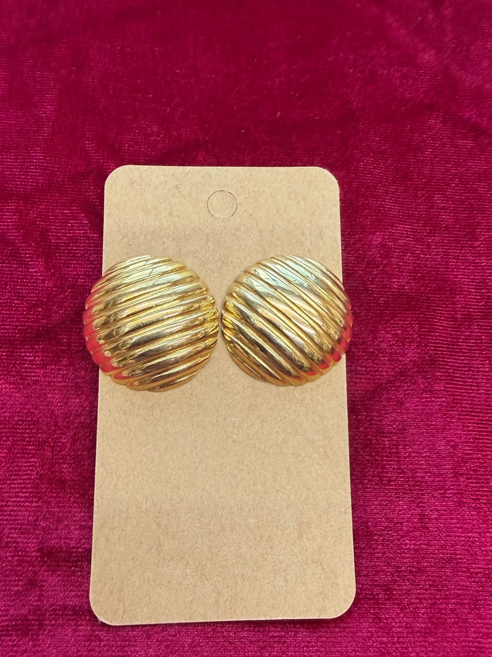 Vintage MONET Goldtone Round Dome Pierced Earrings